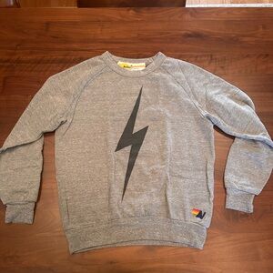 Aviator Nation Gray Crewneck with Black Lightning Bolt Women’s Size Small
